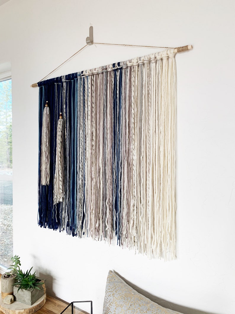 Tapestry Yarn Tapestry Yarn Wall Hanging Blue Mauve Gray Etsy