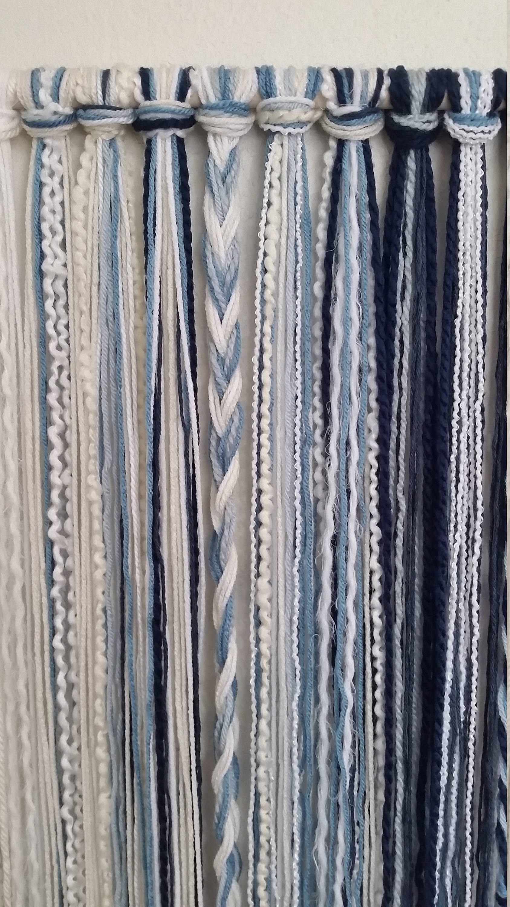 Tapestry Yarn Tapestry Yarn Wall Hanging Blue Ivory Etsy Canada