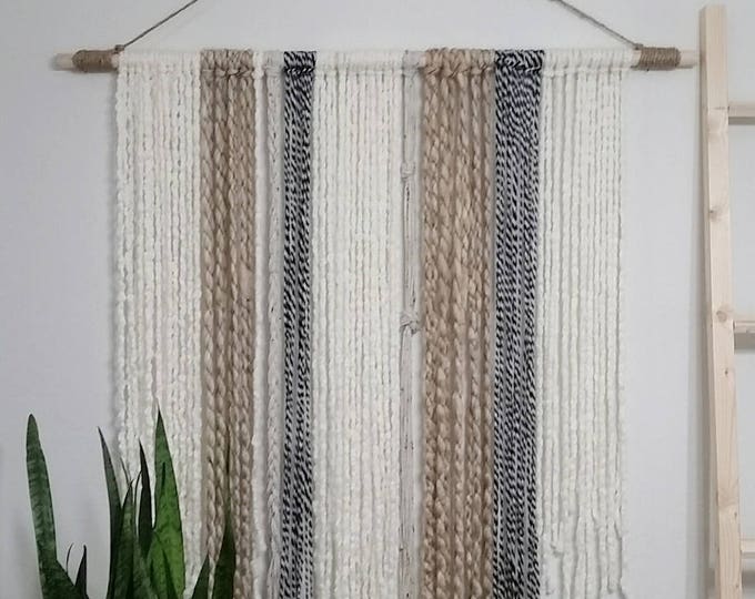 Extra Large Yarn Tapestry Yarn Wall Hanging Ivory Black and Etsy
