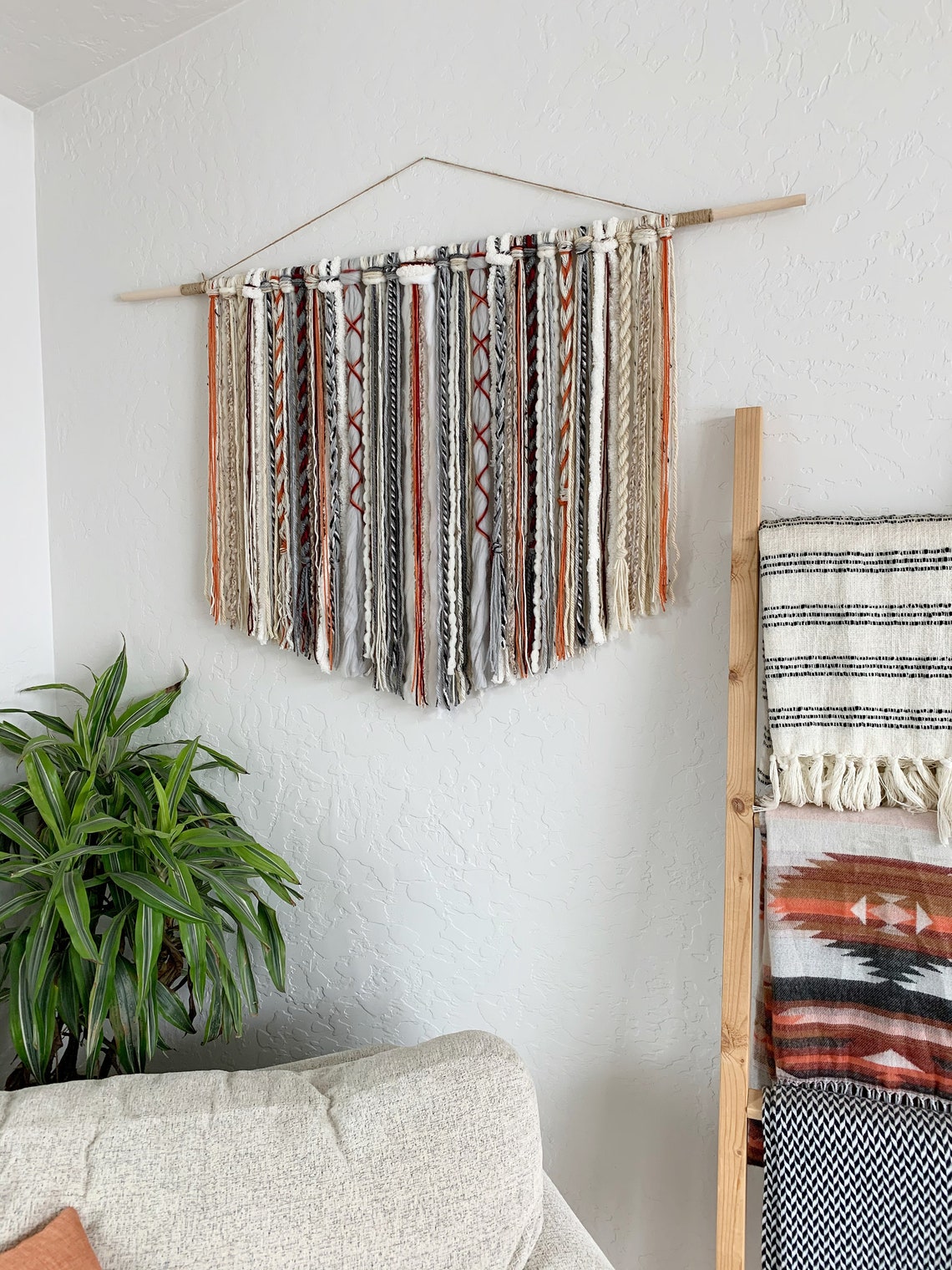 Tapestry Bohemian Yarn Tapestry Yarn Wall Hanging Red Etsy