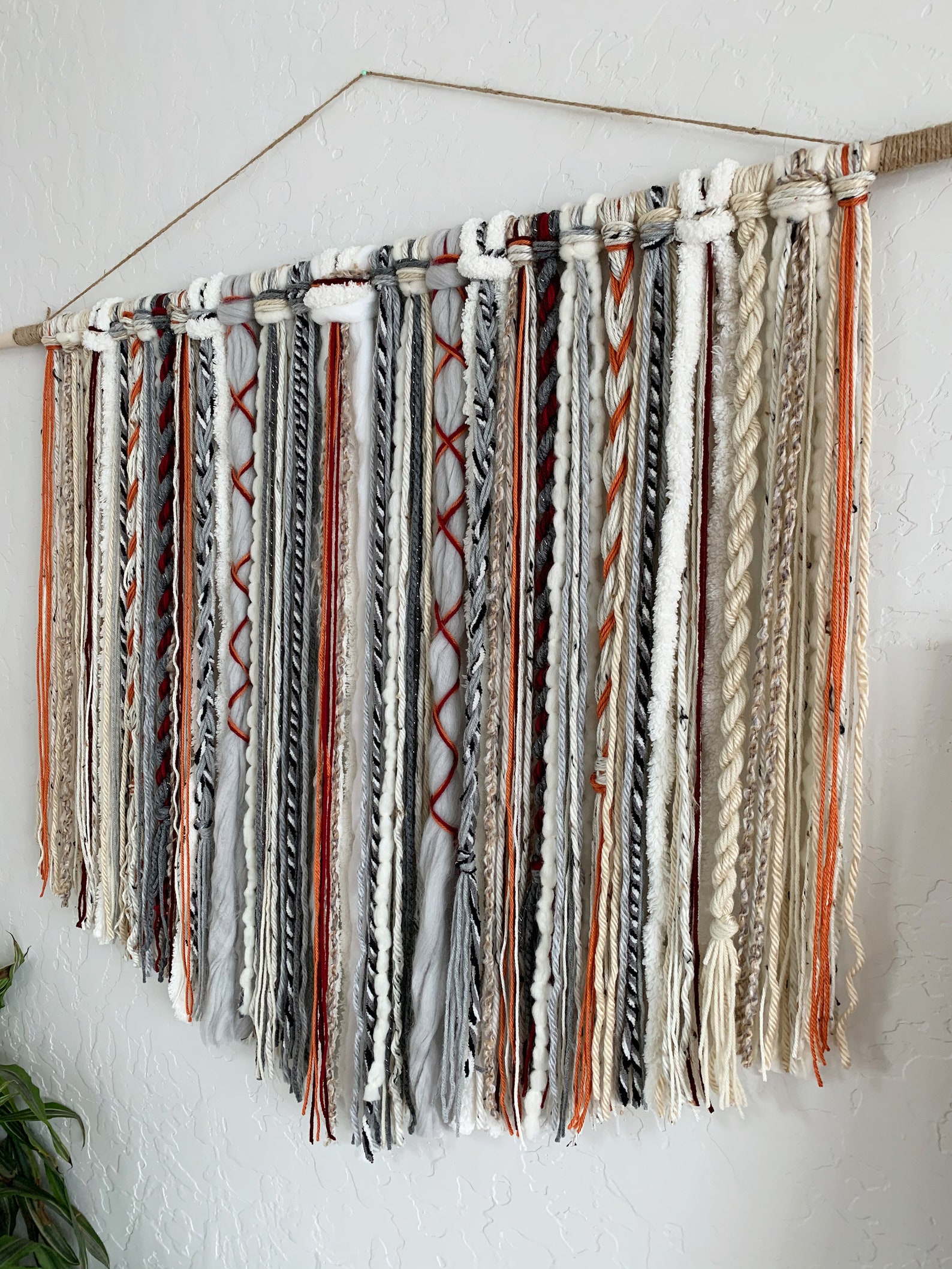 Tapestry Bohemian Yarn Tapestry Yarn Wall Hanging Red Etsy