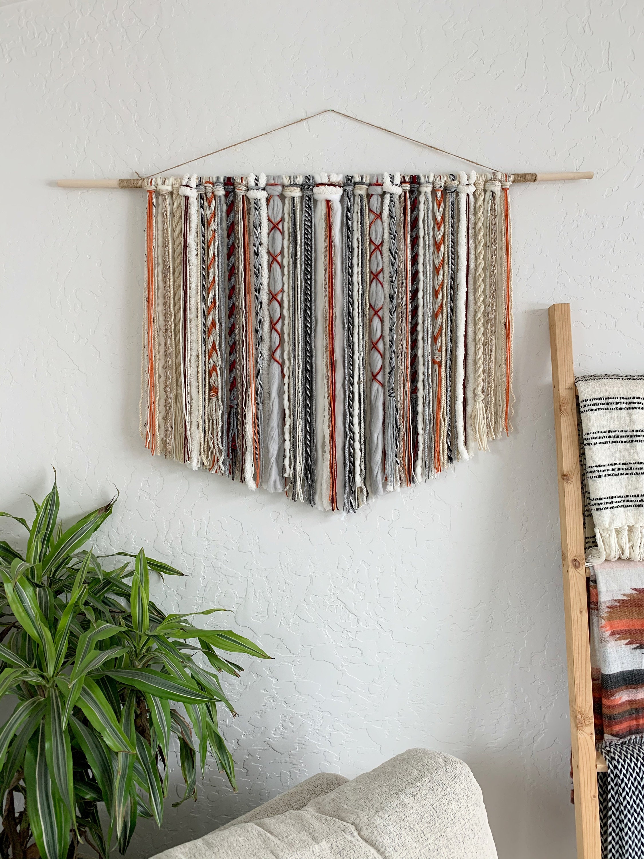 Tapestry Bohemian Yarn Tapestry Yarn Wall Hanging Red Etsy