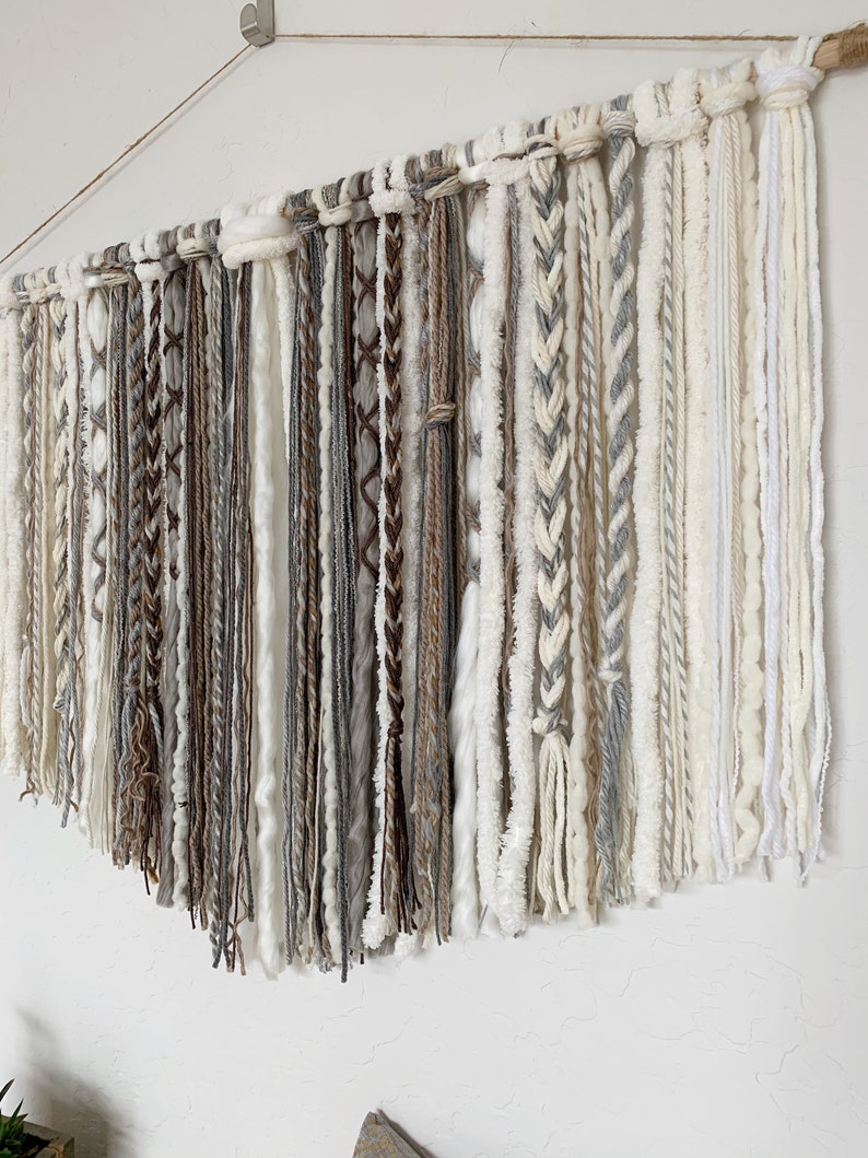 Tapestry Bohemian Yarn Tapestry Yarn Wall Hanging Brown Etsy Canada