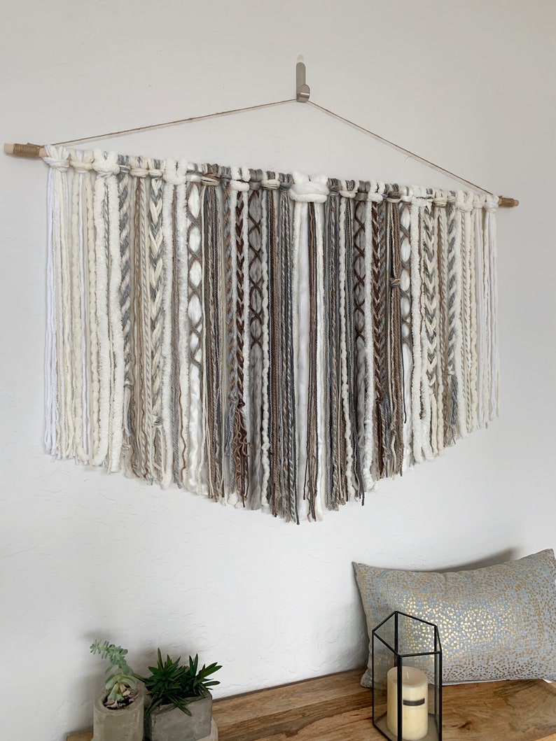 Tapestry Bohemian Yarn Tapestry Yarn Wall Hanging Brown Etsy Canada