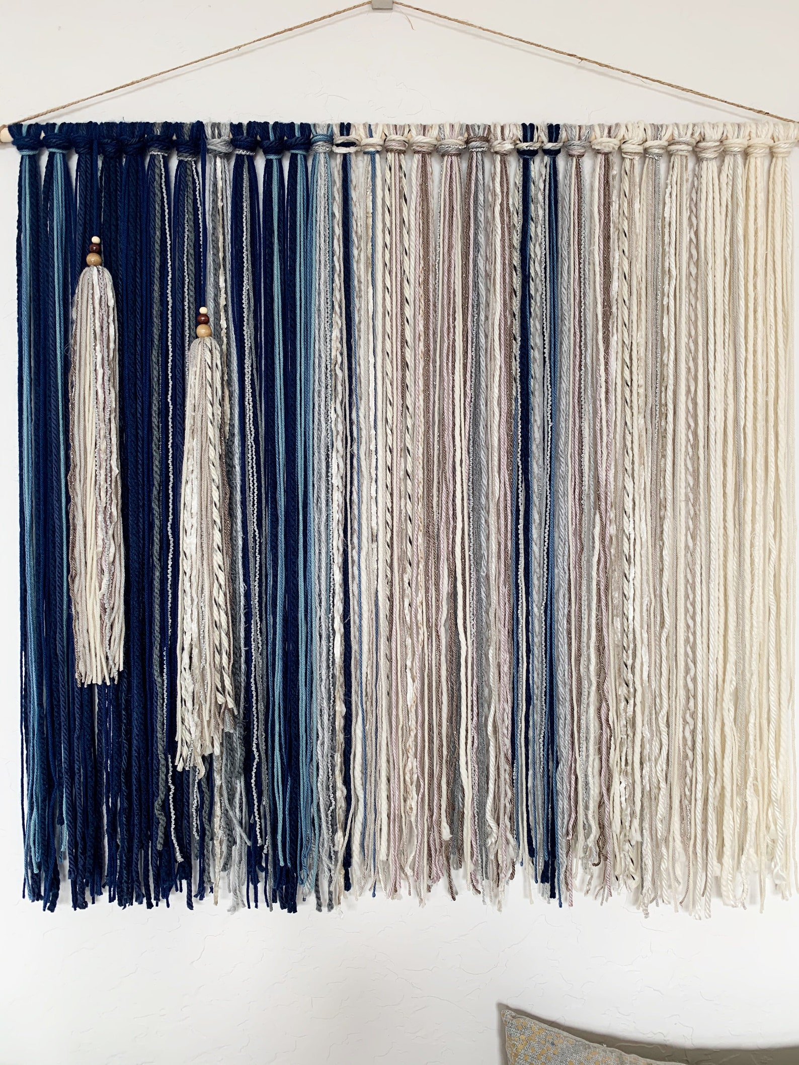 Tapestry Yarn Tapestry Yarn Wall Hanging Blue Mauve Gray Etsy