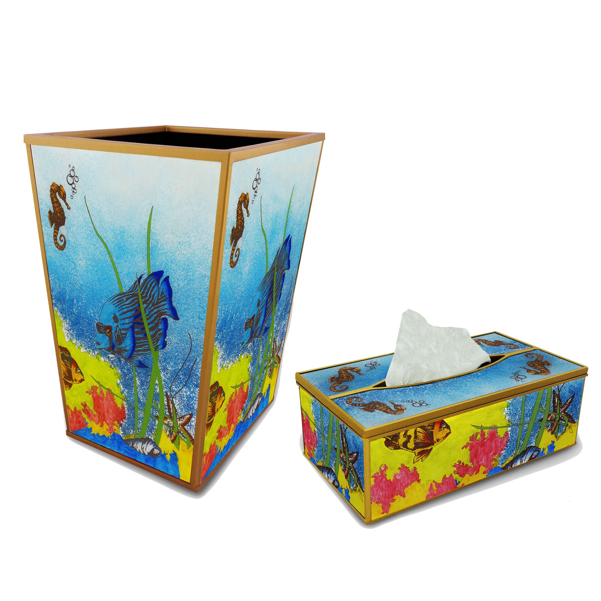 Bundle Waste Basket & Tissue Box - Persian Classic Design