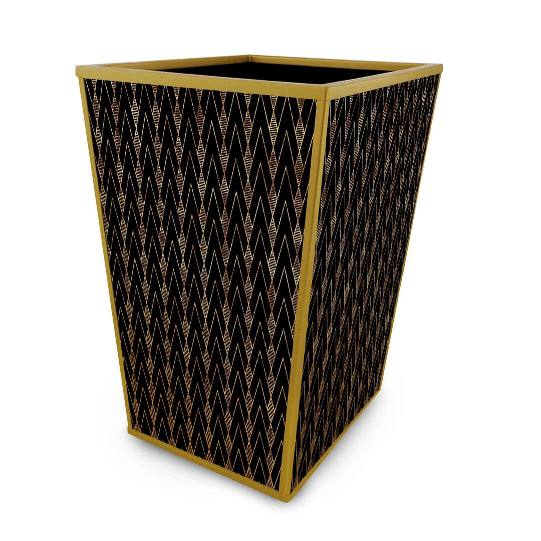 Vintage Trash Can - Black Art Deco - Handmade Decorative Waste Basket ...