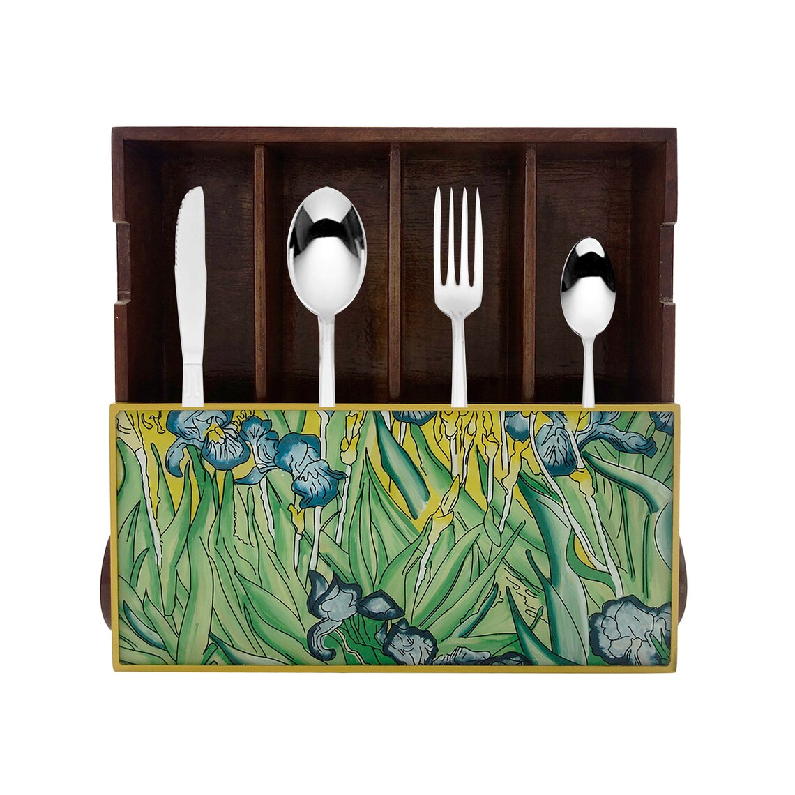 Cutlery box wood White and Gold Classic Empire Style Etsy