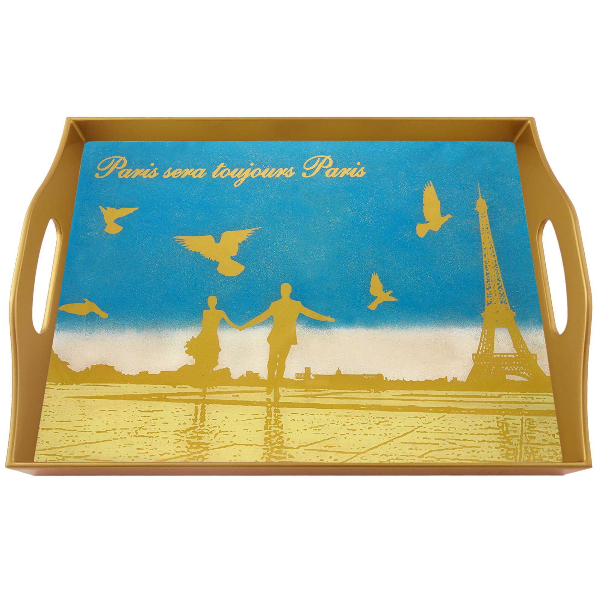 Plateau Apero - Amants Place Du Trocadéro Tour Eiffel Paris Plateau Rectangulaire en Fixé Sous Verre