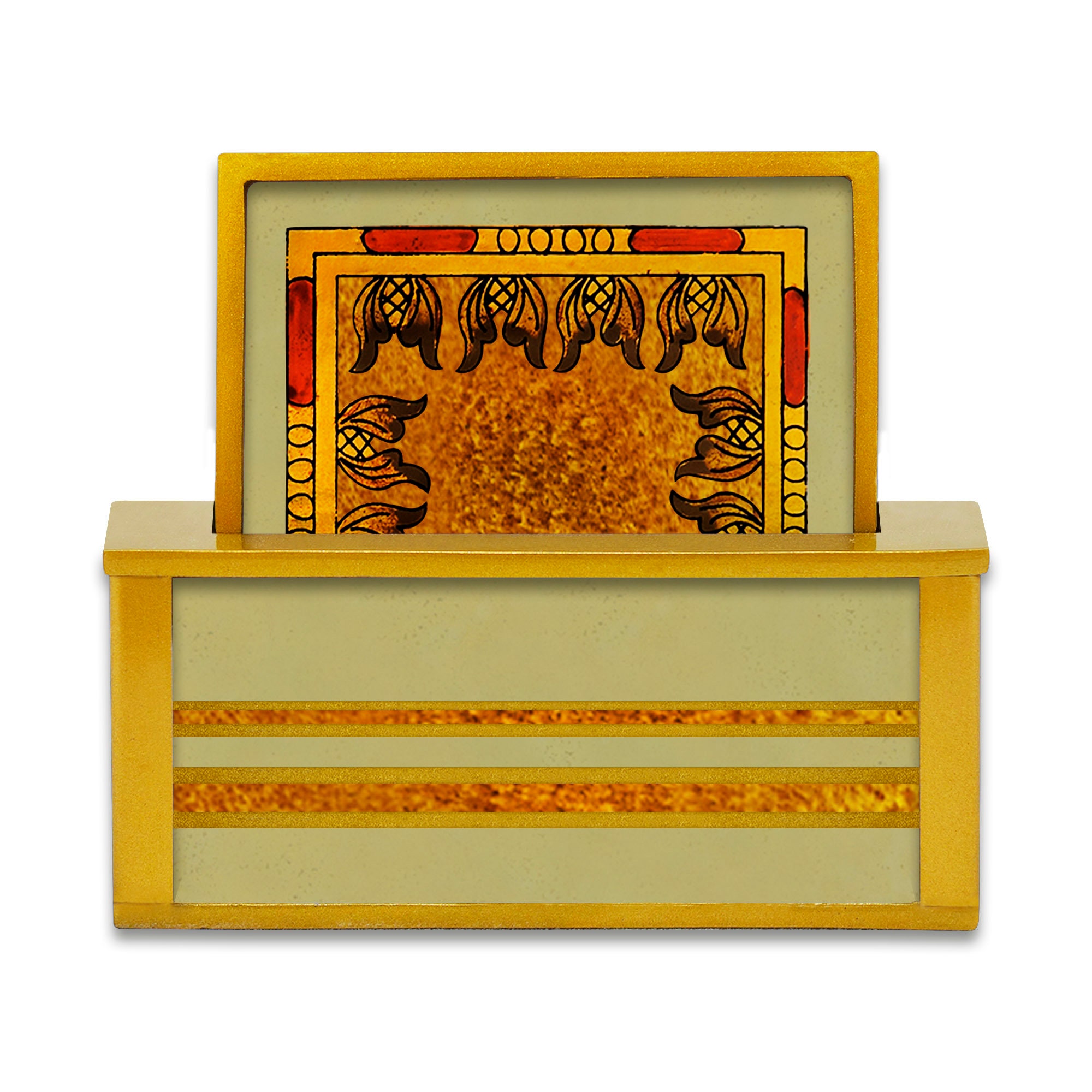 Anti Rayure X4 - Fleurs et Feuilles de Dorure Style Traditionnel Italien Jeu Sous Verres Carrés