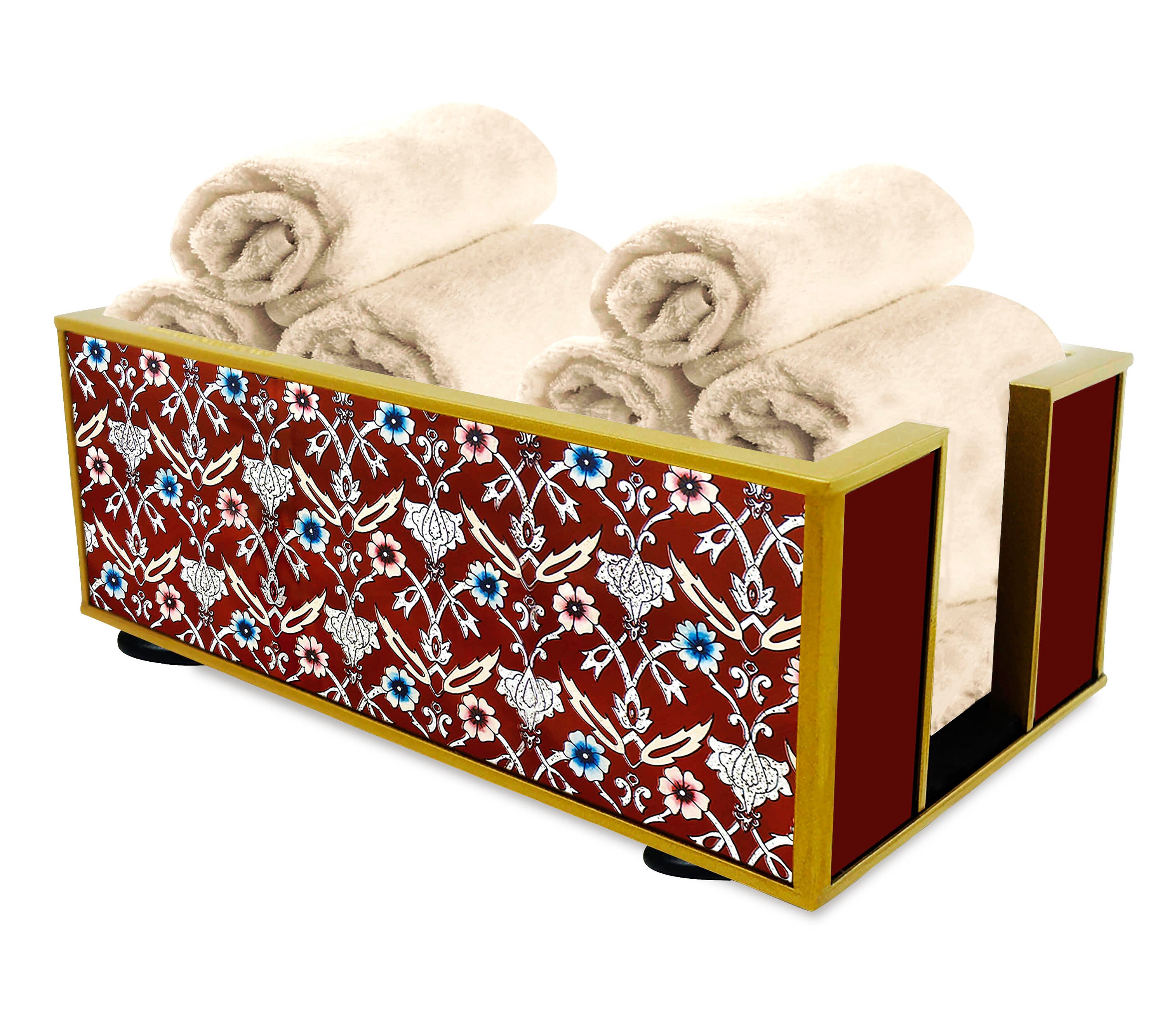 Présentoir à Serviettes - Fleurs Persanes Rouges Classique Présentoir Pour Salle de Bains en Fixé So