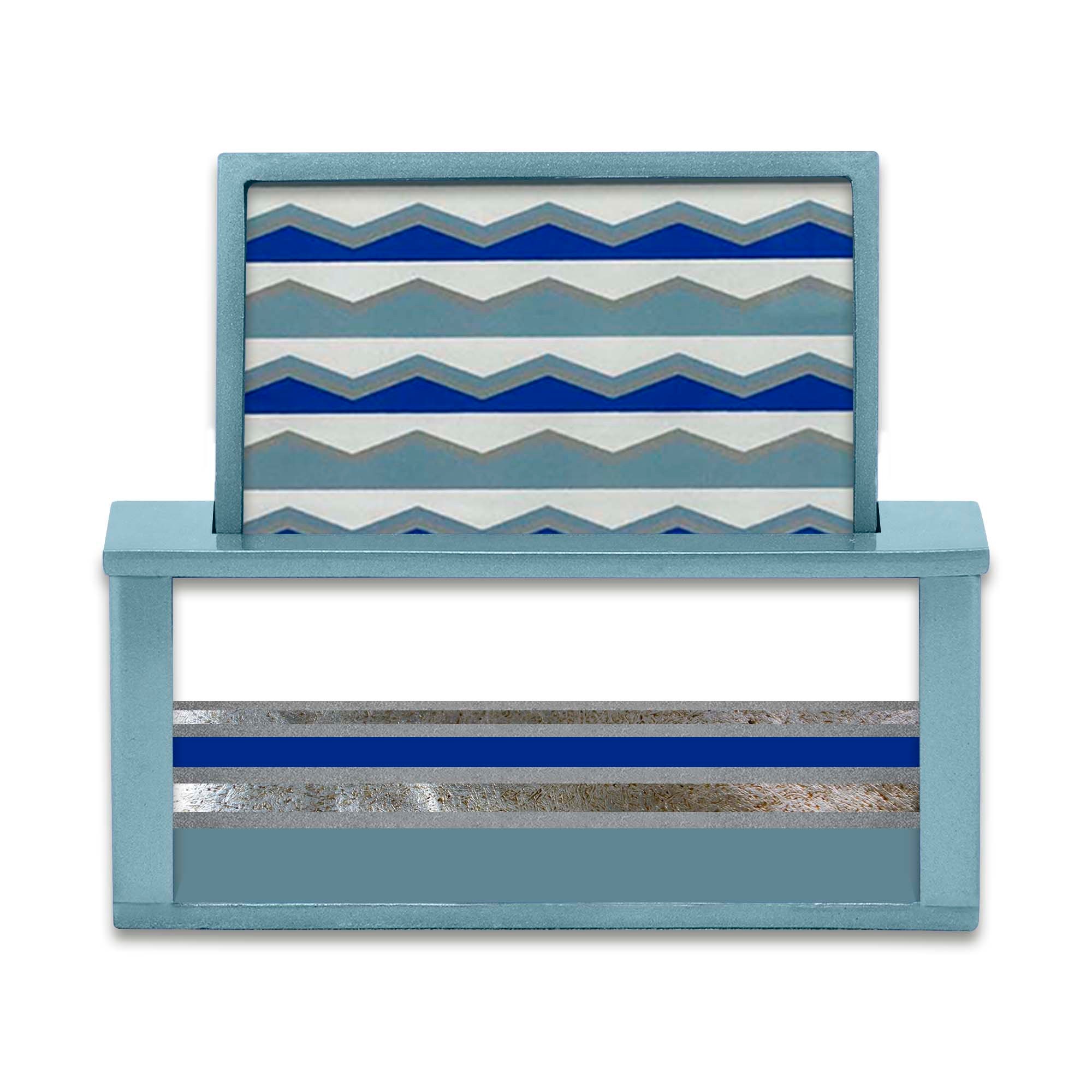 Objet Décoratif - Vagues Bleues Nautique Jeu de Sous Verres Carrés