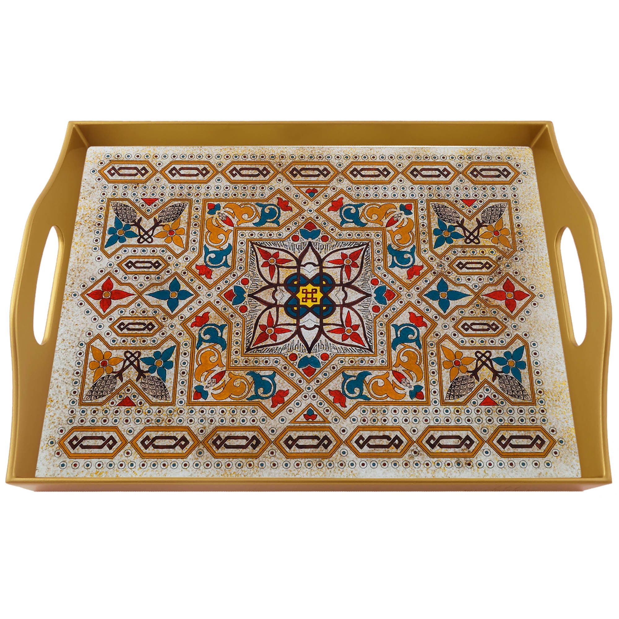 Plateau A Fromage - Mosaïque Traditionnelle Turque Ottomane Plateau Rectangulaire en Fixé Sous Verre