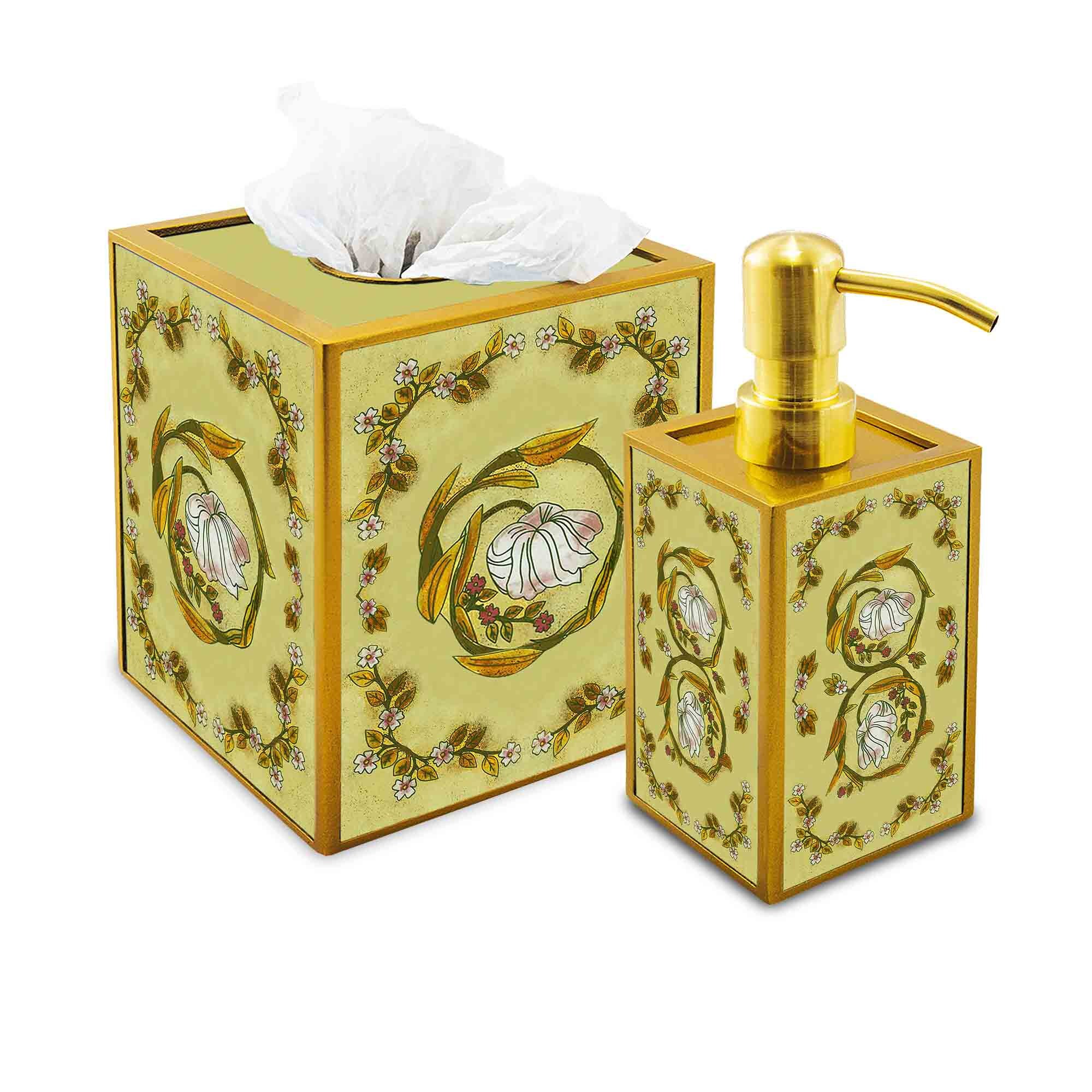 Accessoires Pour Salle de Bains - Willian Morris Art Botanique Ensemble Bains Cache à Mouchoirs et D