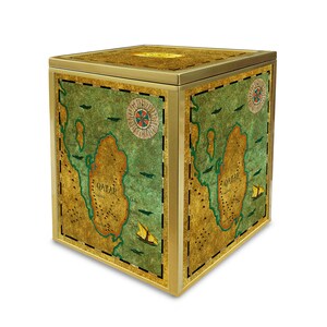 Ceremonial Urn – Old Map of Qatar – Decorative Ashes Container – Handcrafted Nautical Memorial Piece – Old Map Qatar Ashes Urn