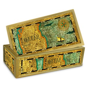 Coffre à bijoux - Carte ancienne Qatar - Coffret rectangulaire en fixé sous verre