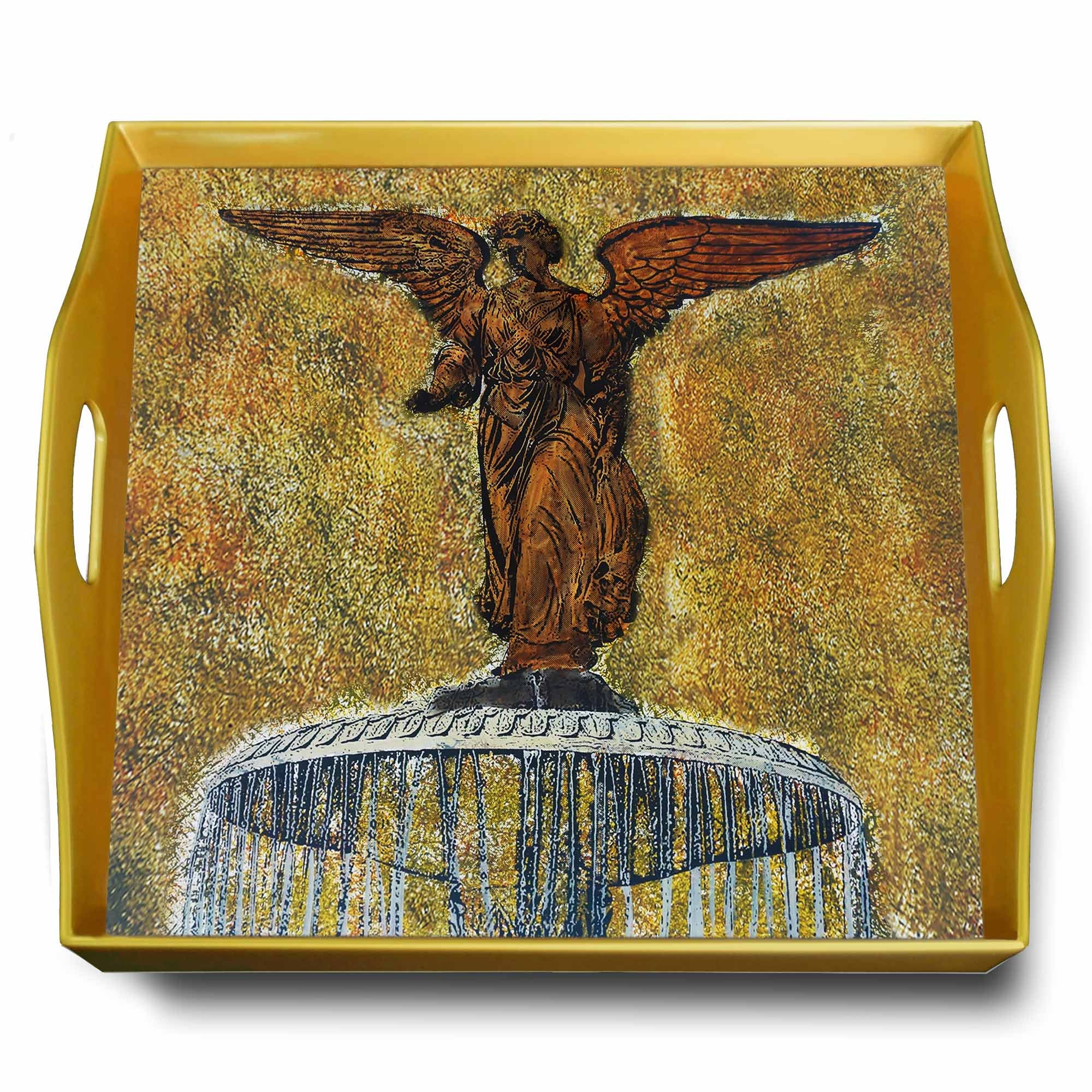 Plateau de Fromage - Fontaine Bethesda Central Park New York Plateau Carré en Fixé Sous Verre avec S