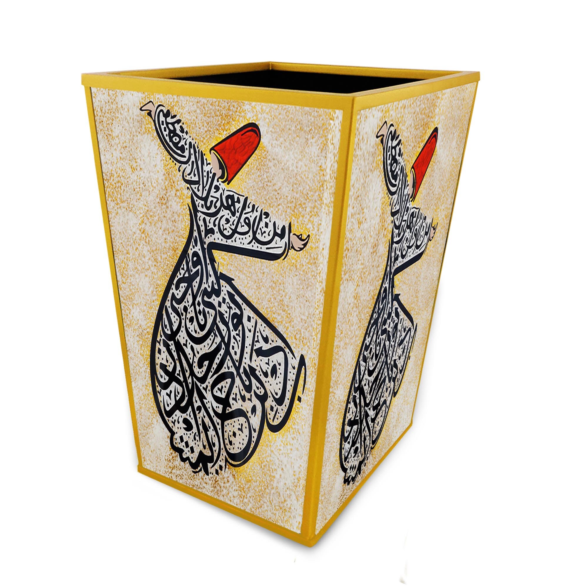 Poubelle de Bureau - Danseur Derviche Turc avec Calligraphie Arabe Poubelle à Papiers Décorative Pei