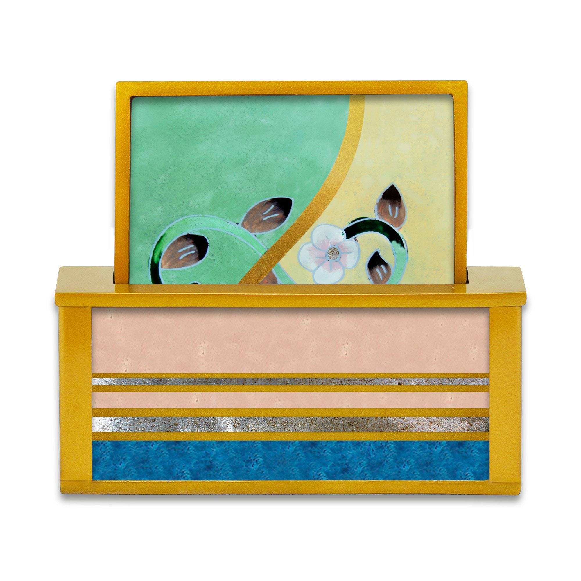 Antidérapant X 4 - Bandes de Petites Fleurs Pastel Jeu Sous Verre Carrés