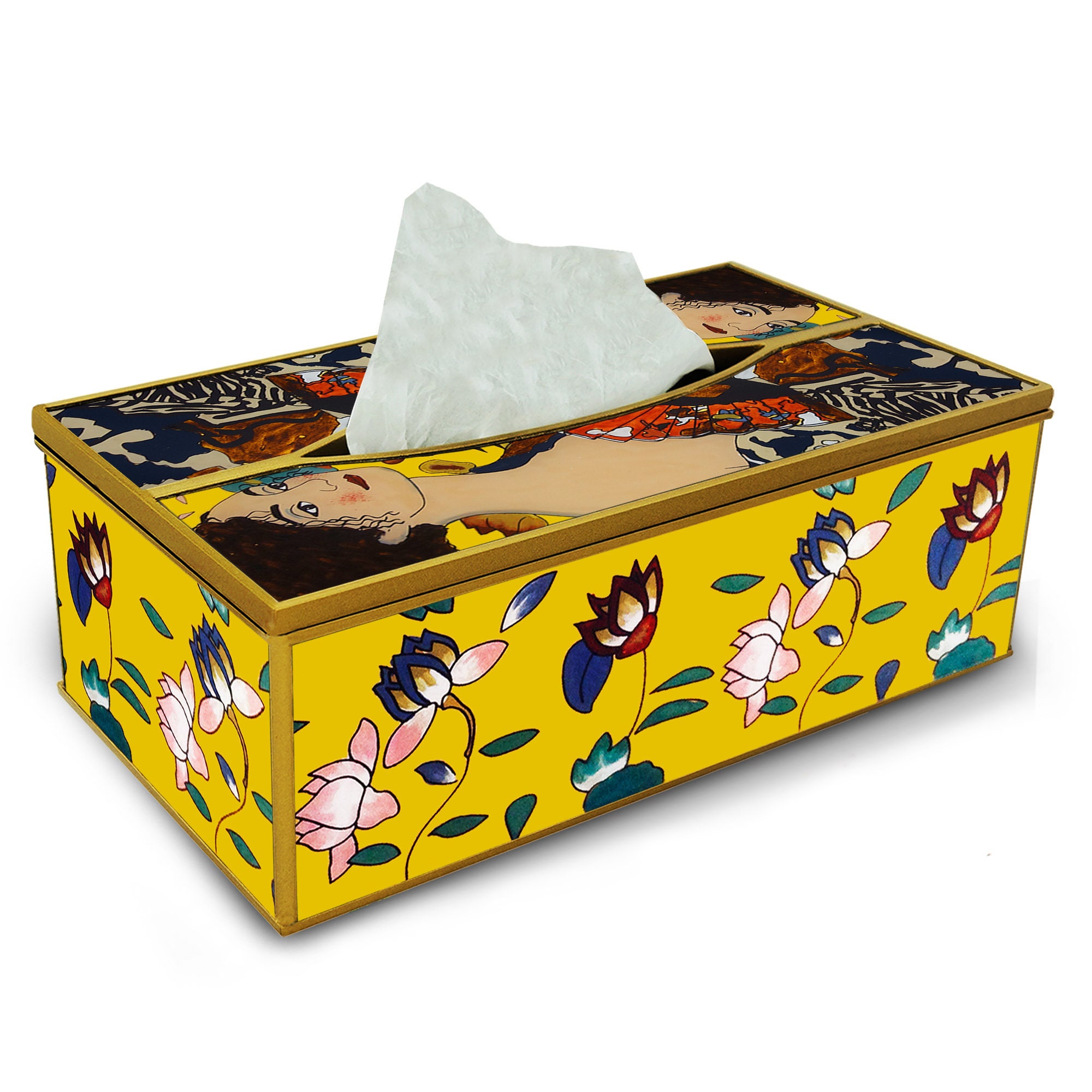 Boite 100 Mouchoirs - Femme à L'éventail de Gustav Klimt Boîte Kleenex Pour Salle Bains ou Salon Pei