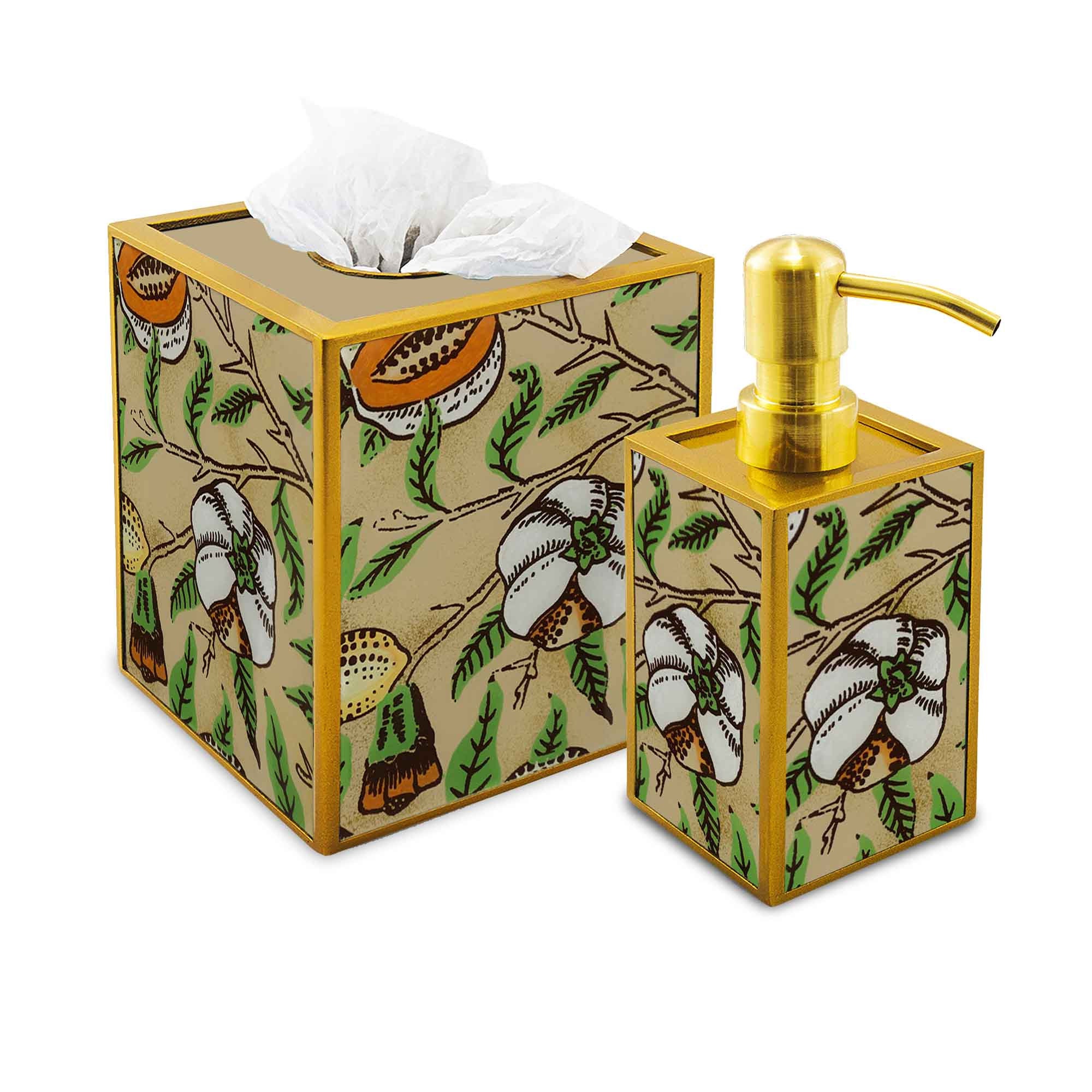 Set Pour Salle de Bains - Style Anglais Inspiré William Morris Ensemble Bains Cache à Mouchoirs et D