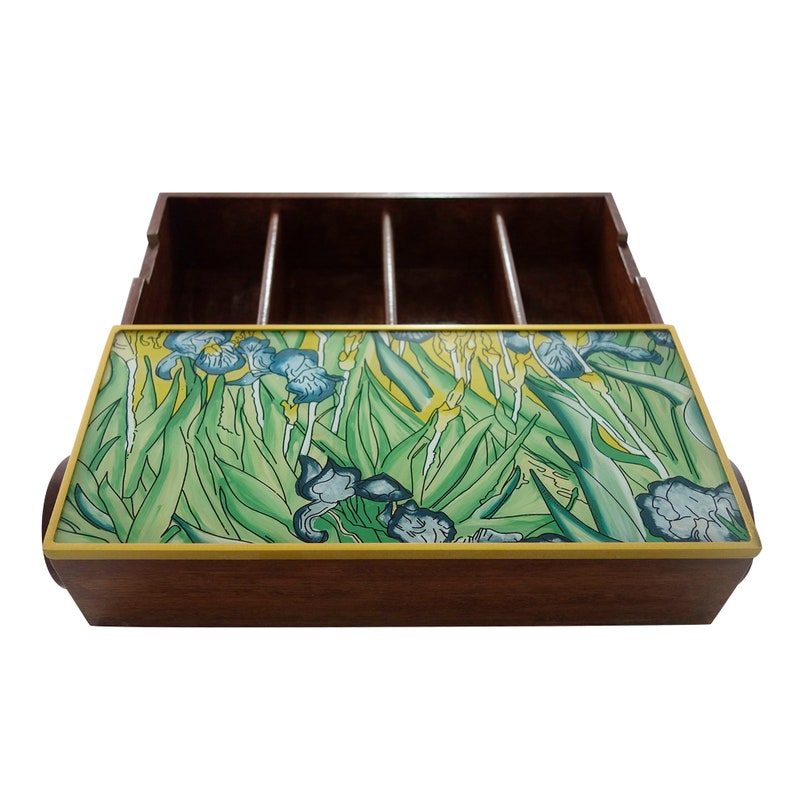 Cutlery box with lid Vintage flowers Decorative Hand Etsy
