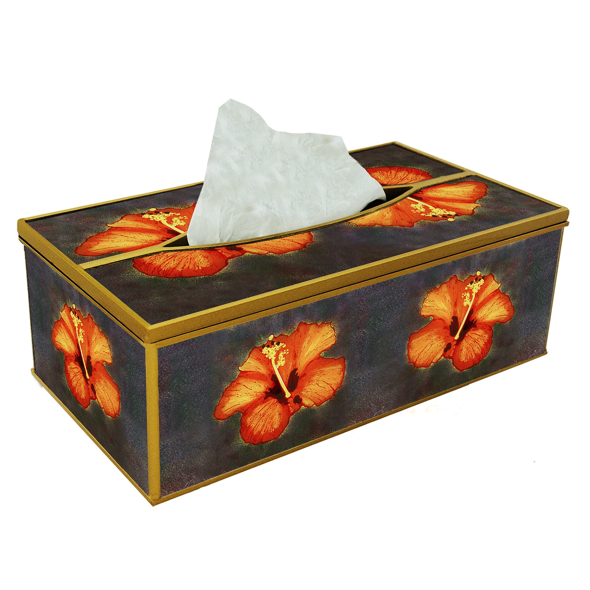 Boite Pour Mouchoir - Grande Fleur avec Pistil Orange Boîte à Kleenex Pour Salle de Bains ou Salon P