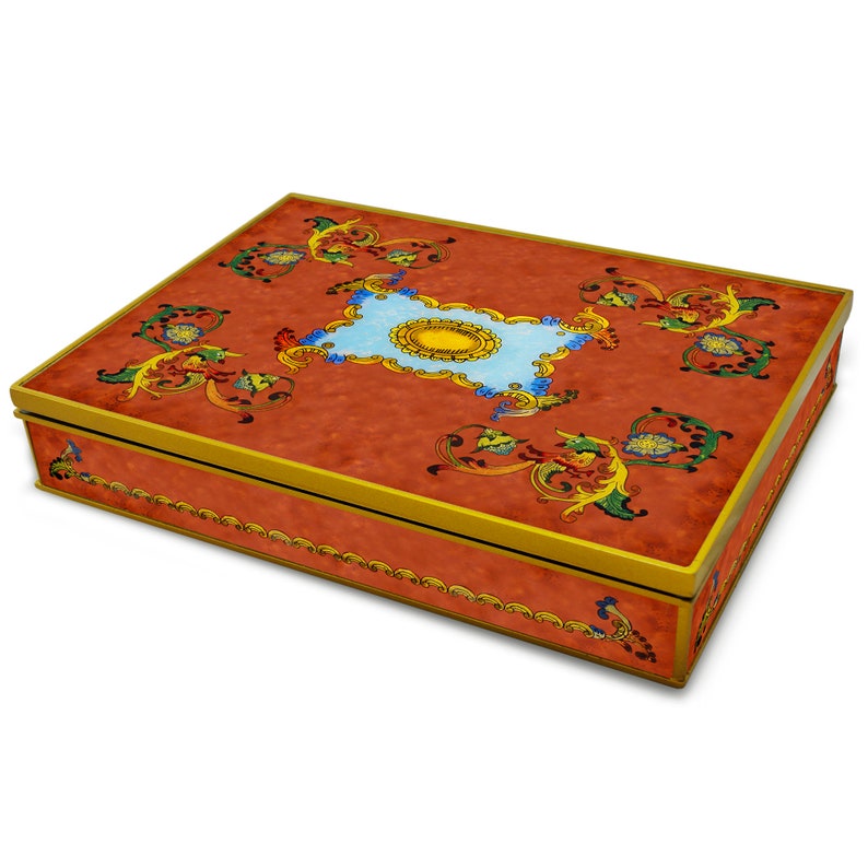 Vintage jewelry box Handmade Jewelry and Accessories Organizer with Flat Lid and Hinges Baroque Style Red Birds