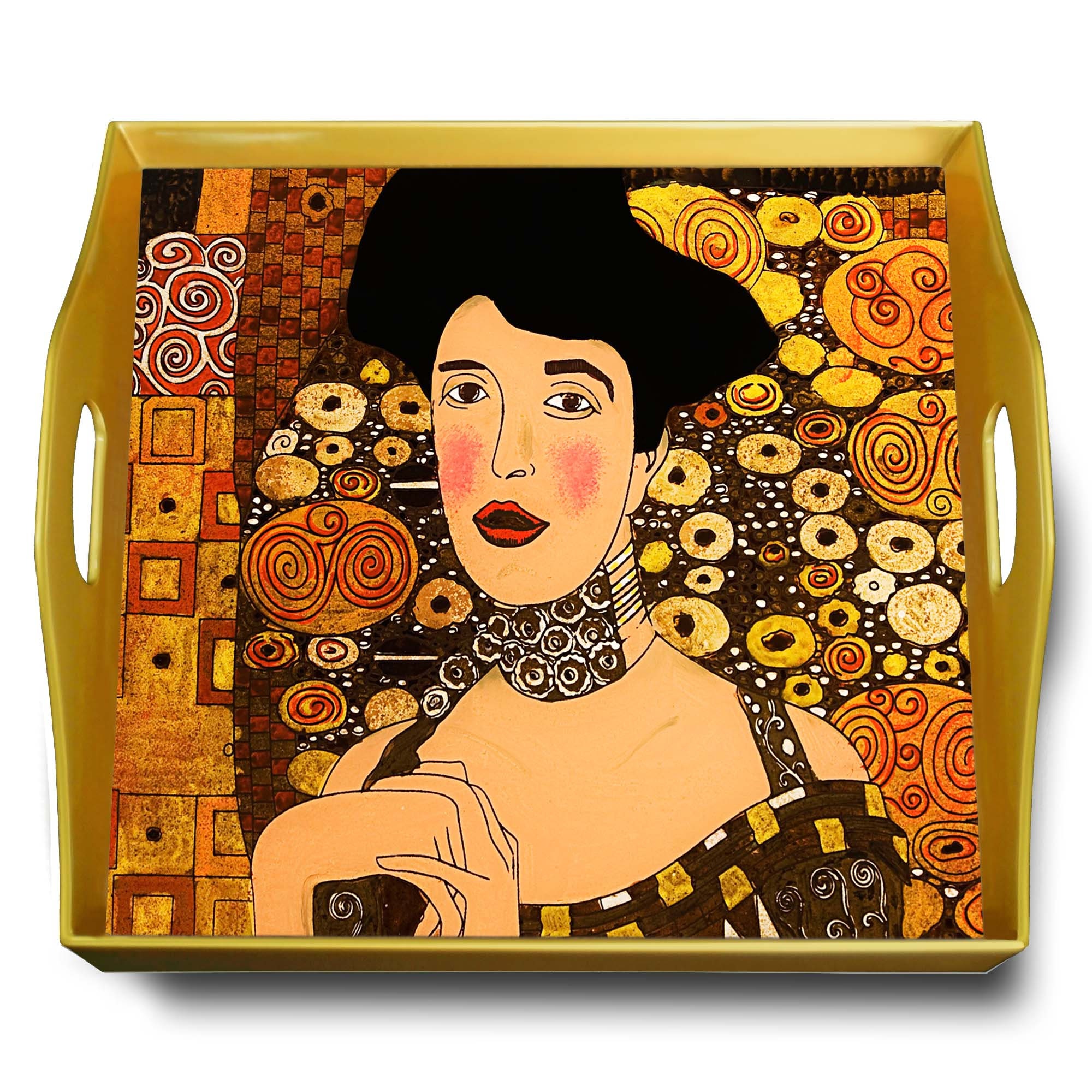 Plateau Décoratif - Portrait d'adèle Bloch Bauer de Gustav Klimt Plateau Carré en Fixé Sous Verre av