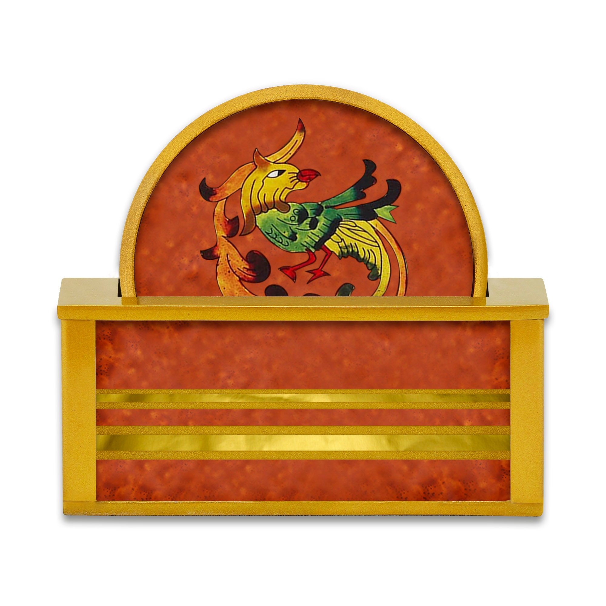 Objet Décoratif - Oiseaux Rouges Style Baroque Jeu de Sous Verres Ronds