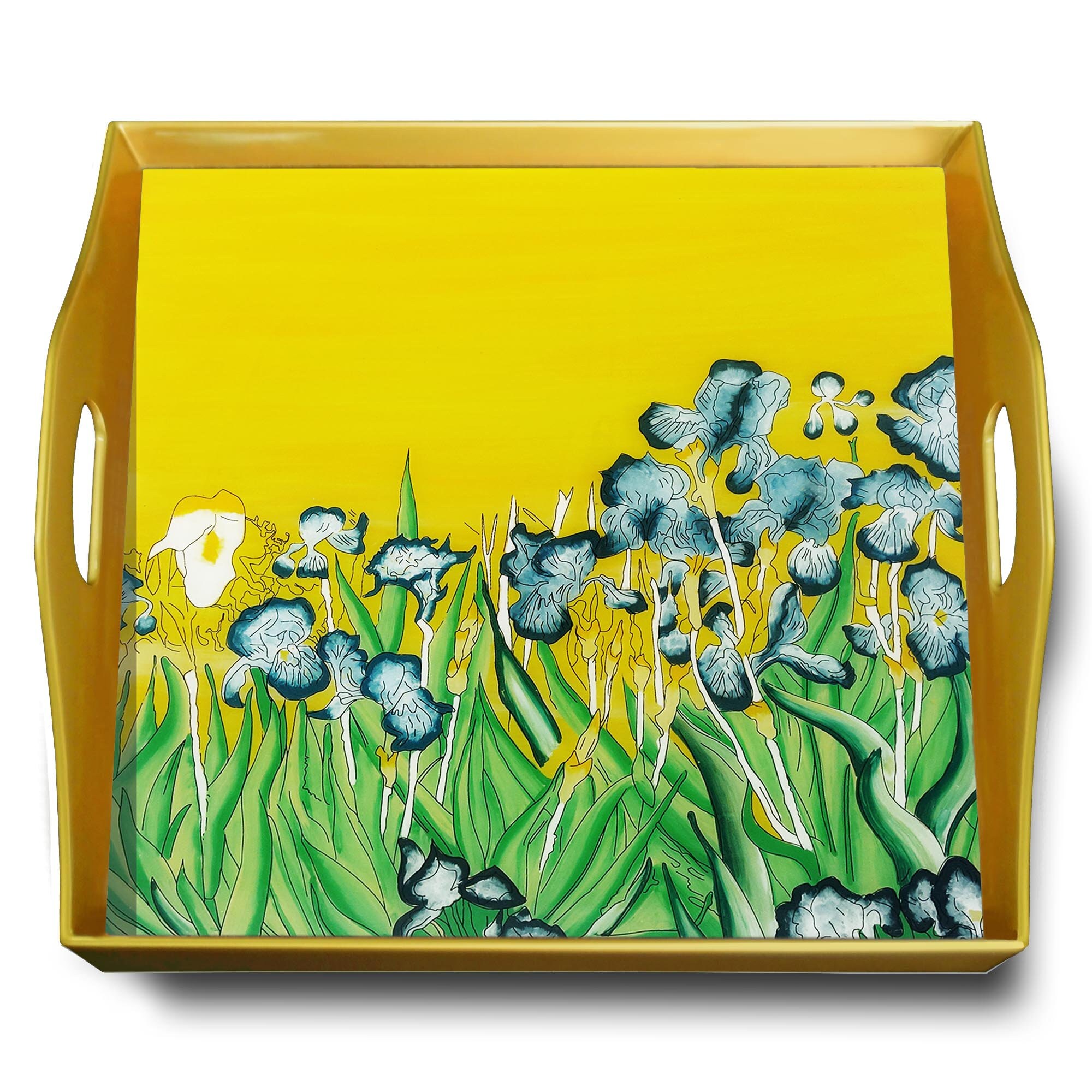 Plateau A Fromage - Impressionniste Vincent Van Gogh Les Iris Plateau Carré en Fixé Sous Verre avec
