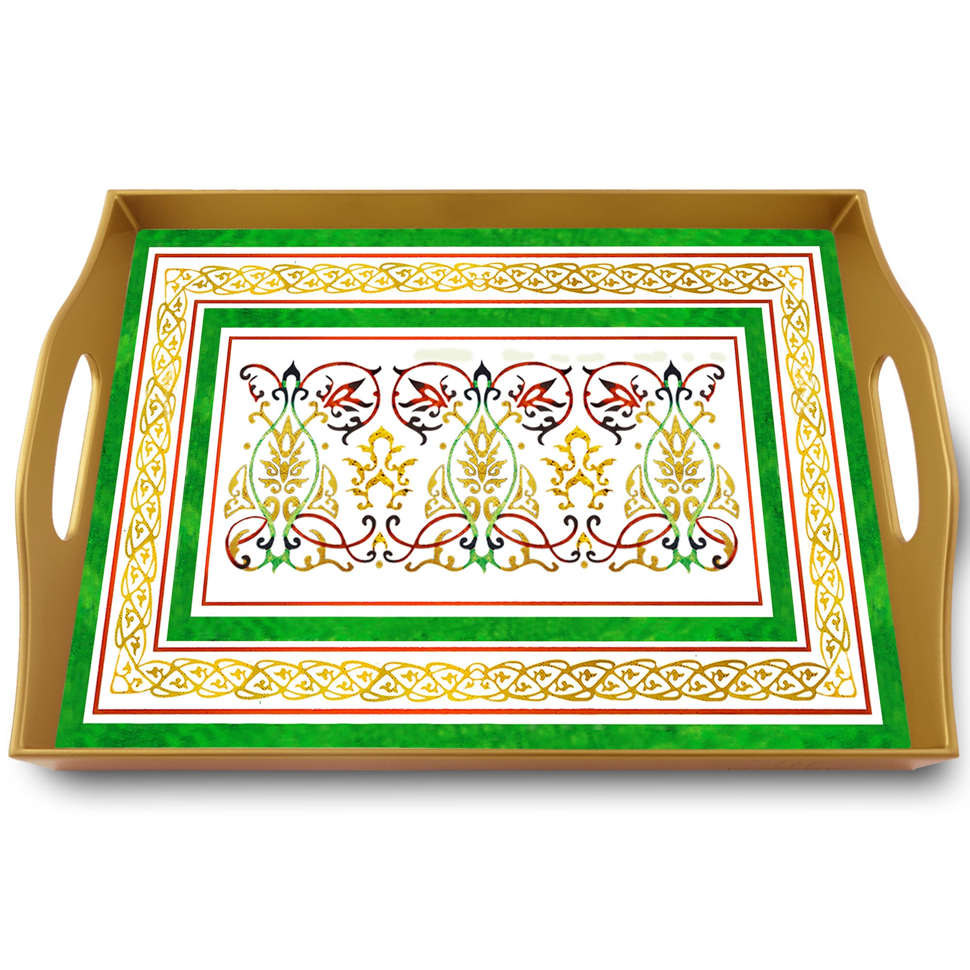 Plateau A Fromage - Arabesque Classique Style de Dubaï Plateau Rectangulaire en Fixé Sous Verre avec