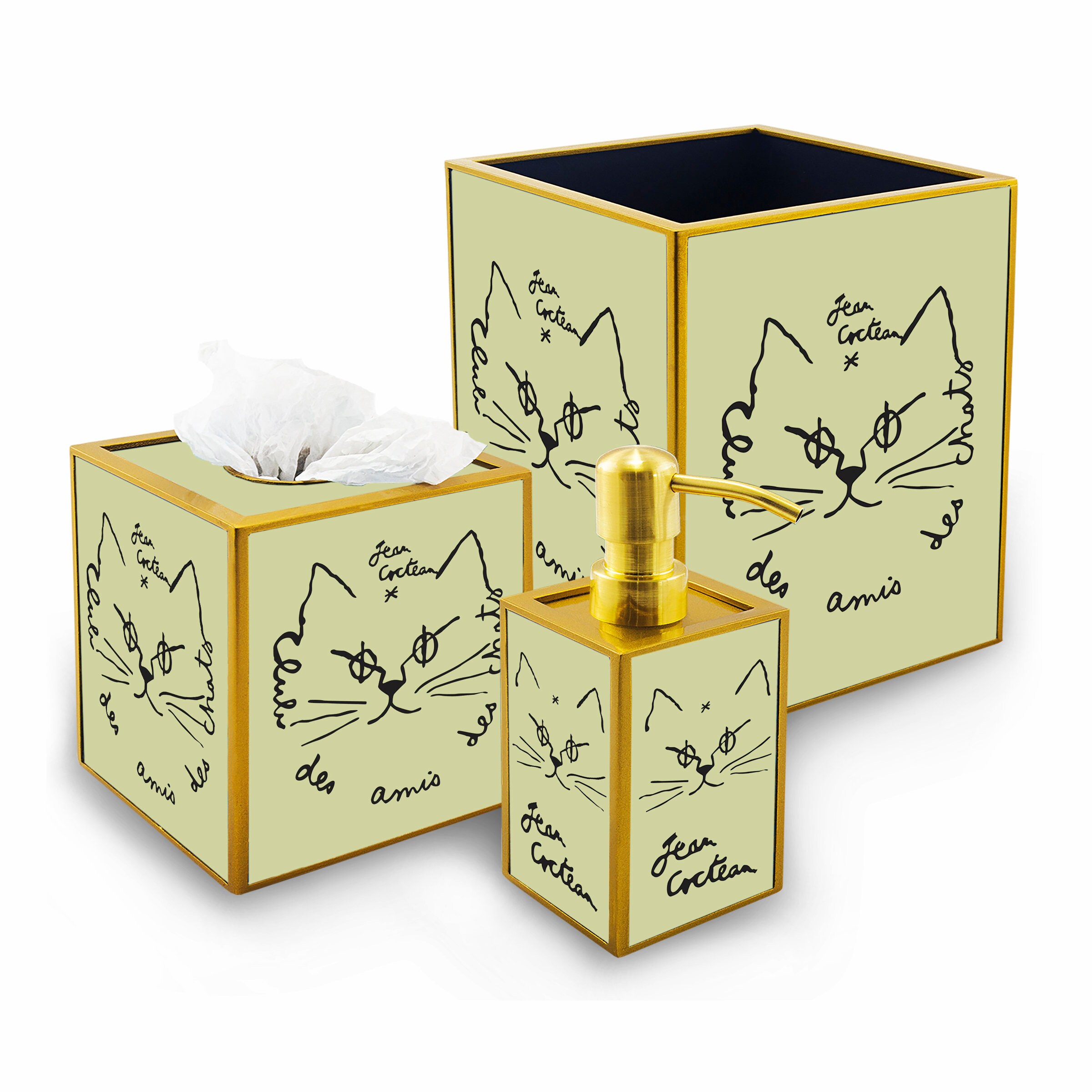 Décoration Salle de Bains - Décor Jungle avec Grandes Feuilles Verdes Distributeur Savon, Boîte à Mo