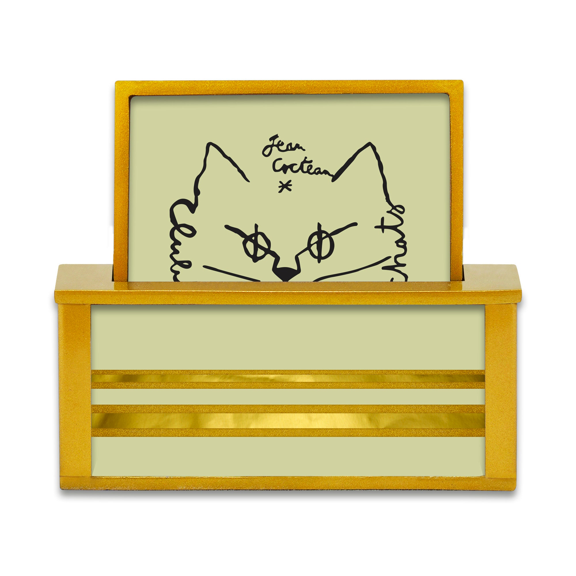 Jeu de 4 Sous Verres - Club Des Amis Chats Jean Cocteau Jeu Verred Carrés