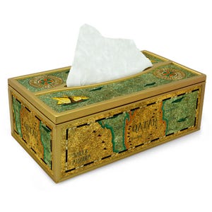 Boîte En Verre - Carte ancienne Qatar Boussole et Navire - Boîte à Kleenex pour salle de bains ou salon peinte à la main