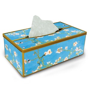 Tissue box - Van Gogh Almond Blossom - Rectangular Tissue Box Cover Holder, Home Organization Storage