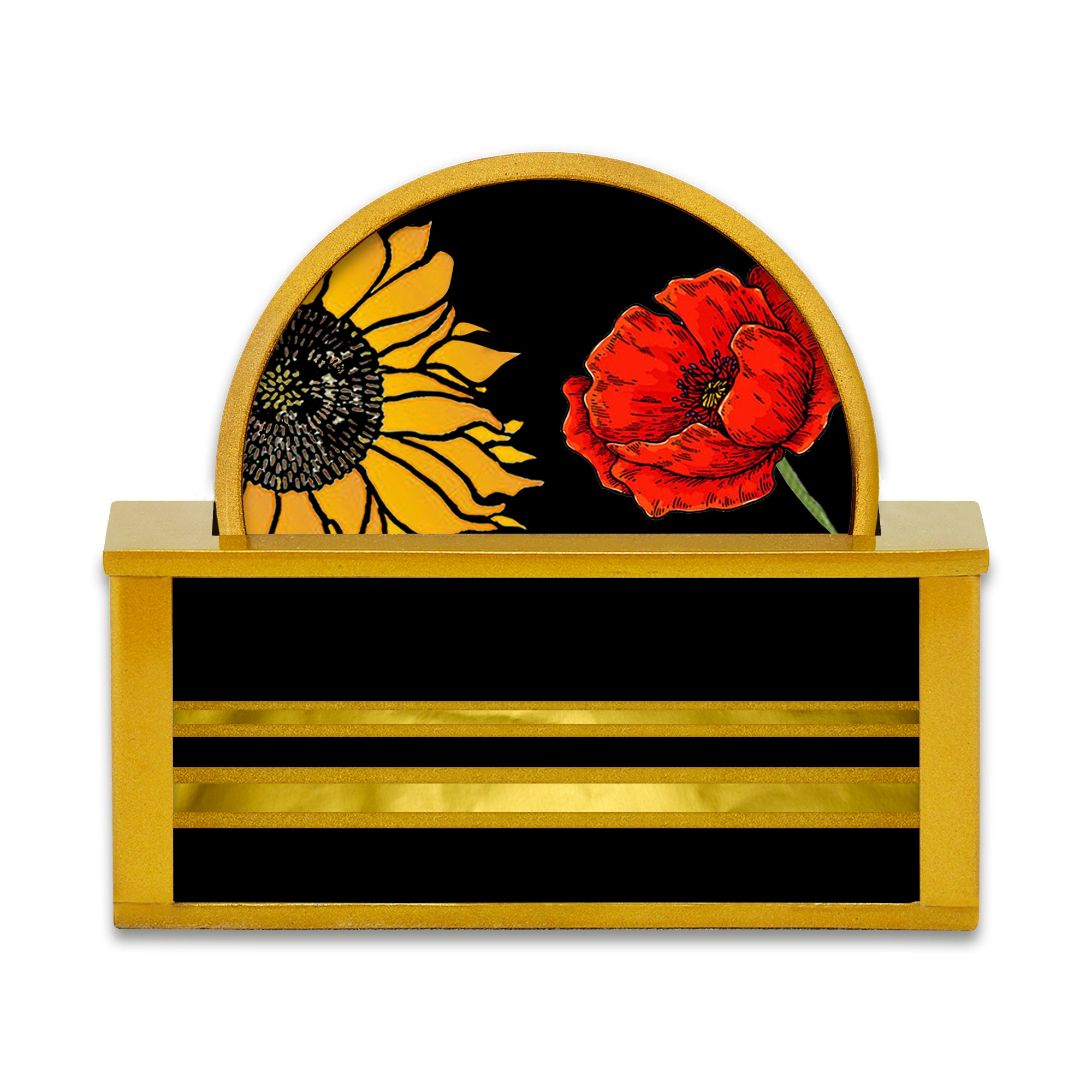 Sous Bock X 4 - Tournesol et Pavot Jeu de Sous Verre Ronds