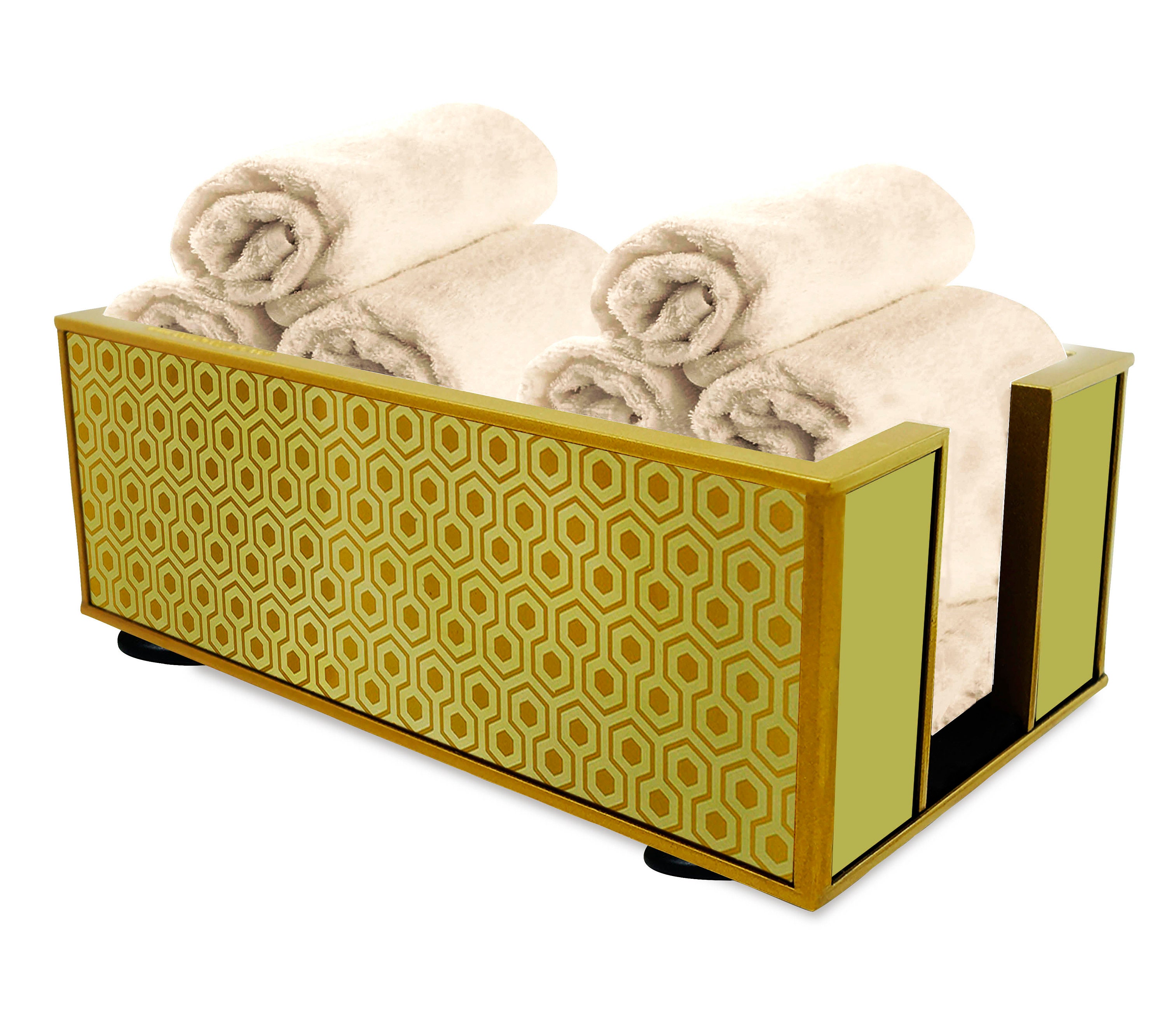 Présentoir à Serviettes - Art Déco Doré Présentoir Pour Salle de Bains en Fixé Sous Verre