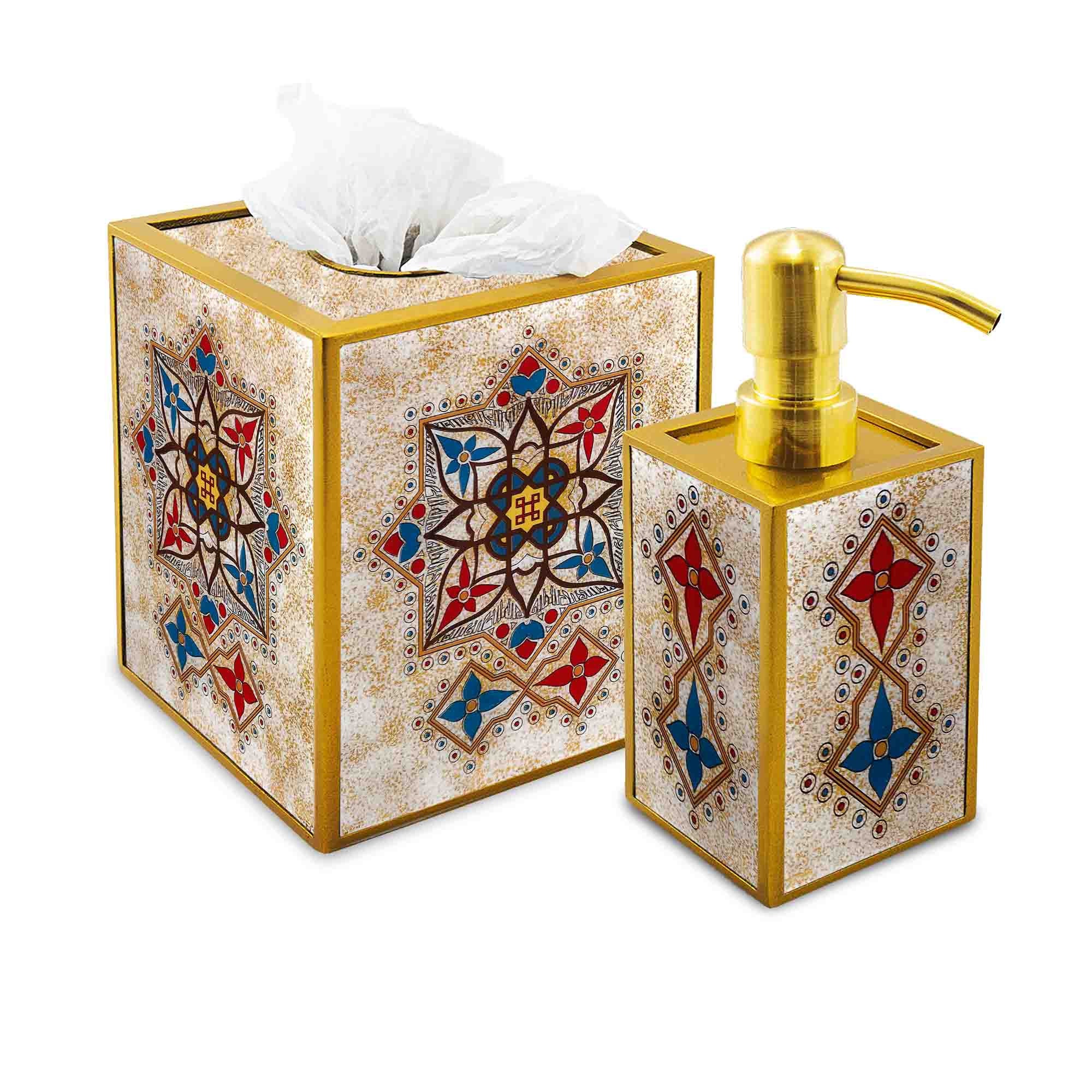 Set Pour Salle de Bains - Mosaïque Traditionnelle Turque Ottomane Ensemble Bains Cache à Mouchoirs e