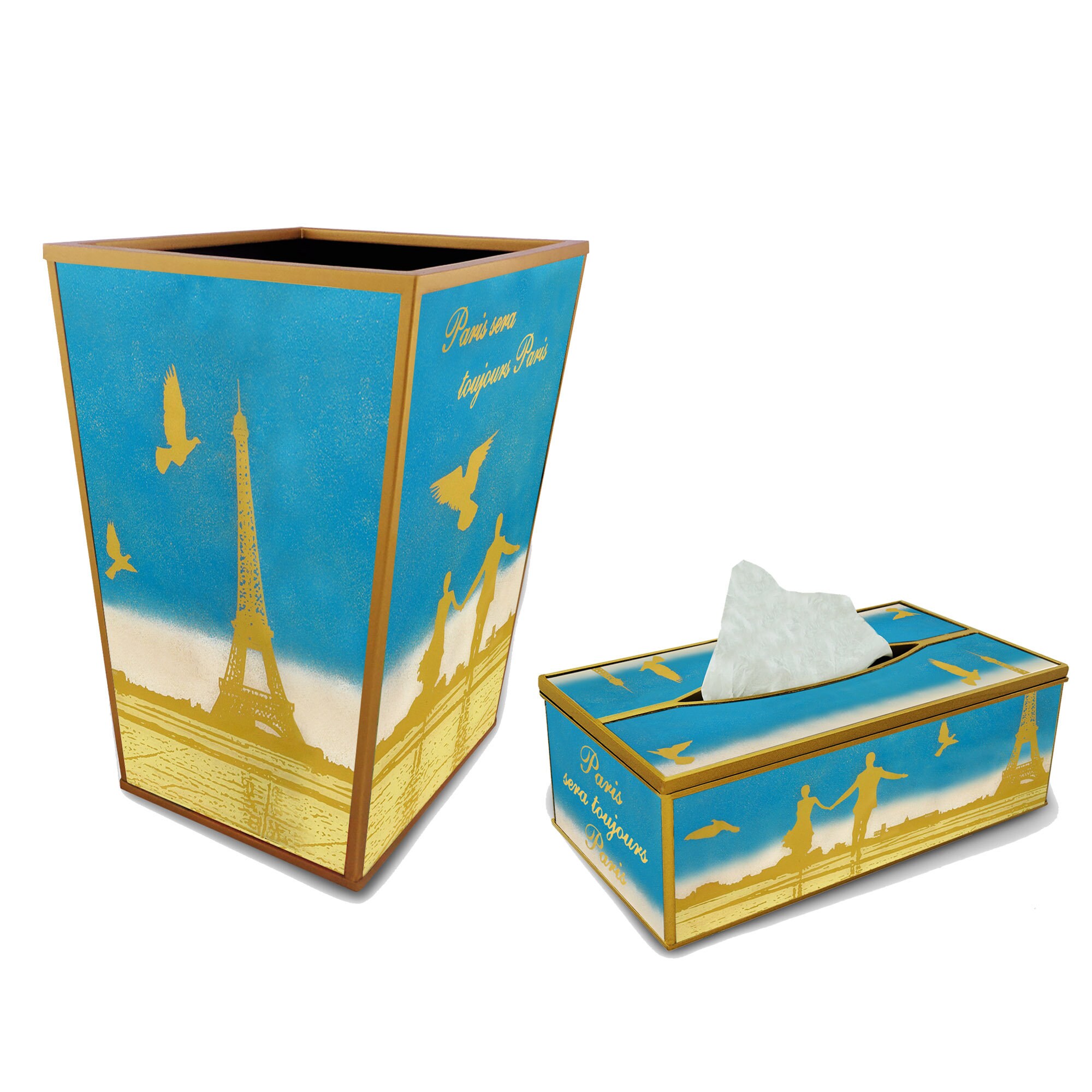 Offre Spéciale - Amants Place Du Trocadéro Tour Eiffel Paris Offre Groupée Poubelle à Papiers + Boît