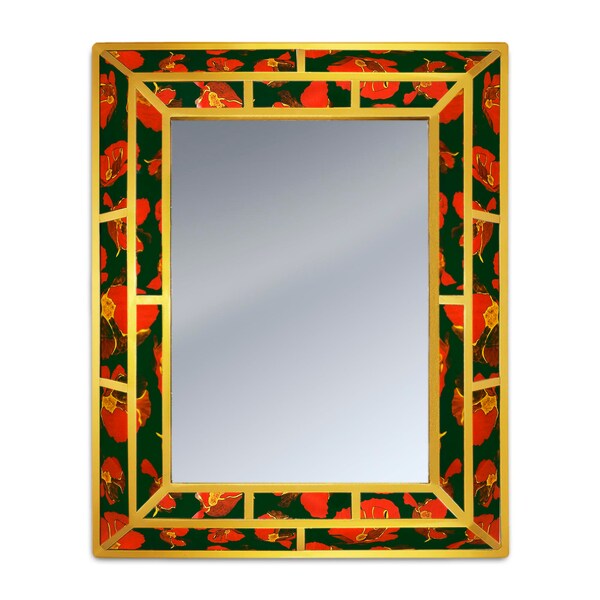 Miroir rectangulaire - Grandes fleurs Coquelicots - Mirror double cadre en relief