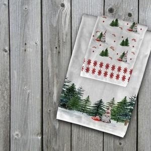 Gnome Christmas Towel set, Gnome Hostess Gift, Hand Towel, Kitchen Towel, Towel Set image 1