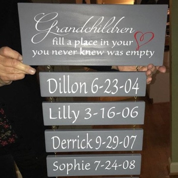 Personalized Grandchildren fill a place in your heart sign, Gift for Grandma,  Grandmothers Birthday Gift, Grandkids, Great Grandchildren