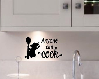 Disney Wall Decal, Disney Home Decor, Ratatouille,  Anyone can cook, Remy, Disney Kitchen, Wall Decal,Disney wall Decal, Laptop, Decal, Skin