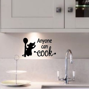 Disney Wall Decal, Disney Home Decor, Ratatouille,  Anyone can cook, Remy, Disney Kitchen, Wall Decal,Disney wall Decal, Laptop, Decal, Skin