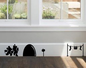 Disney Home Decor,Mickey and Minnie and Their House,Disney Wall Decal,Disney Wall Sticker,Disney Vinyl Decal,Kids Wall Decal,Baseboard Decal