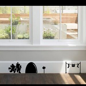 Disney Home Decor,Mickey and Minnie and Their House,Disney Wall Decal,Disney Wall Sticker,Disney Vinyl Decal,Kids Wall Decal,Baseboard Decal
