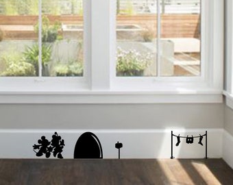 Disney Home Decor,Mickey and Minnie and Their House,Disney Wall Decal,Disney Wall Sticker,Disney Vinyl Decal,Kids Wall Decal,Baseboard Decal