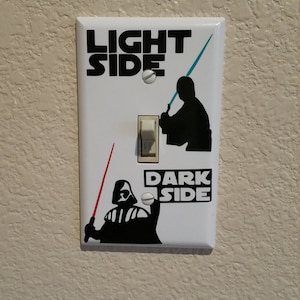 Star Wars Light Switch Cover, Switch Plate, Star Wars Gift, Light Side Dark Side, Star Wars Room Decor 1-Hole Plastic-White