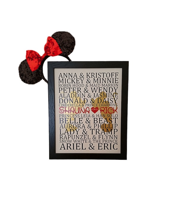 Framed Personalized Disney Wedding Gift Disney Home Decor Etsy